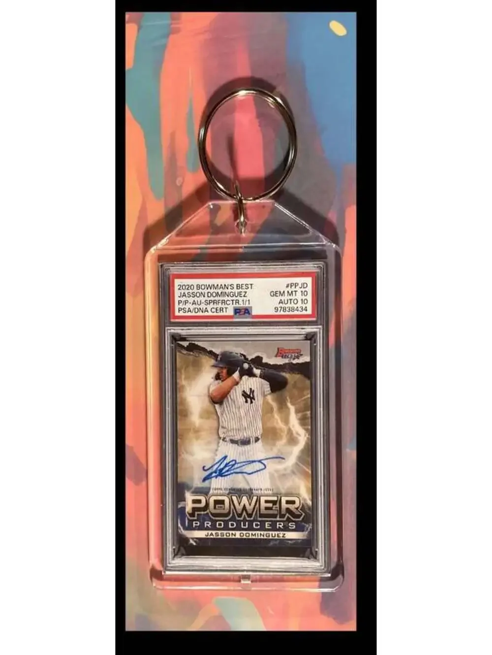 2986 Jasson Dominguez 2020 Bowman's Best Superfractor Auto Keychain